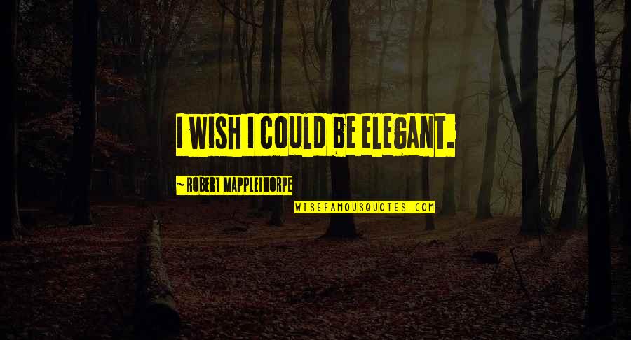 Sanssssssss Quotes By Robert Mapplethorpe: I wish I could be elegant. Sanssssssss Quotes By Robert Mapplethorpe: I wish I could be elegant.