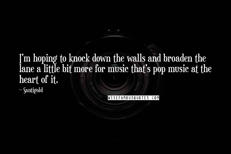 Santigold quotes: I'm hoping to knock down the walls and broaden the lane a little bit more for music that's pop music at the heart of it.