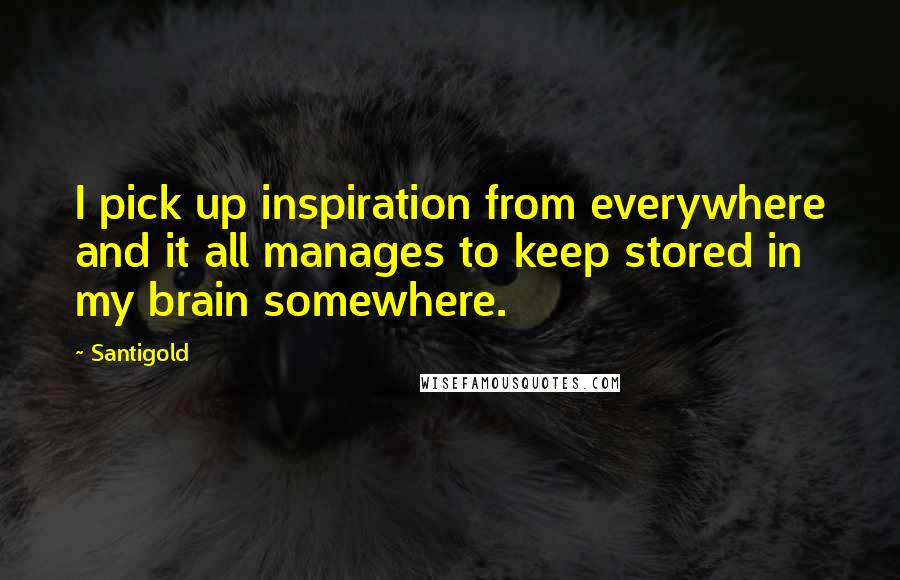 Santigold quotes: I pick up inspiration from everywhere and it all manages to keep stored in my brain somewhere.