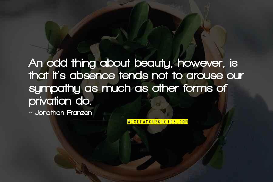 Santinelli Video Quotes By Jonathan Franzen: An odd thing about beauty, however, is that