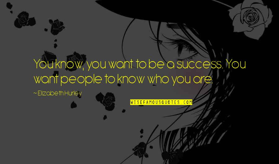 Santisimo Nombre Quotes By Elizabeth Hurley: You know, you want to be a success.