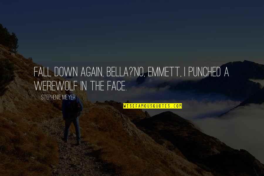 Santoriello Studios Quotes By Stephenie Meyer: Fall down again, Bella?'No, Emmett, I punched a