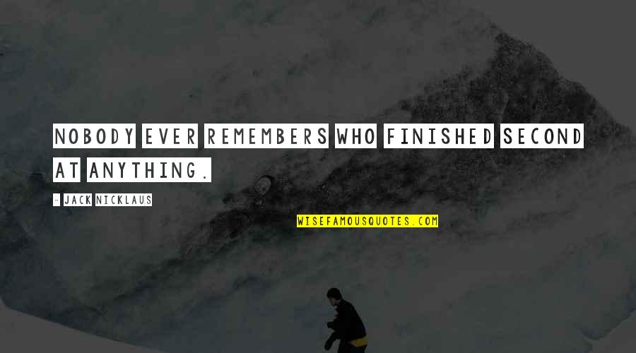 Sanyukt Parivar Quotes By Jack Nicklaus: Nobody ever remembers who finished second at anything. Sanyukt Parivar Quotes By Jack Nicklaus: Nobody ever remembers who finished second at anything.