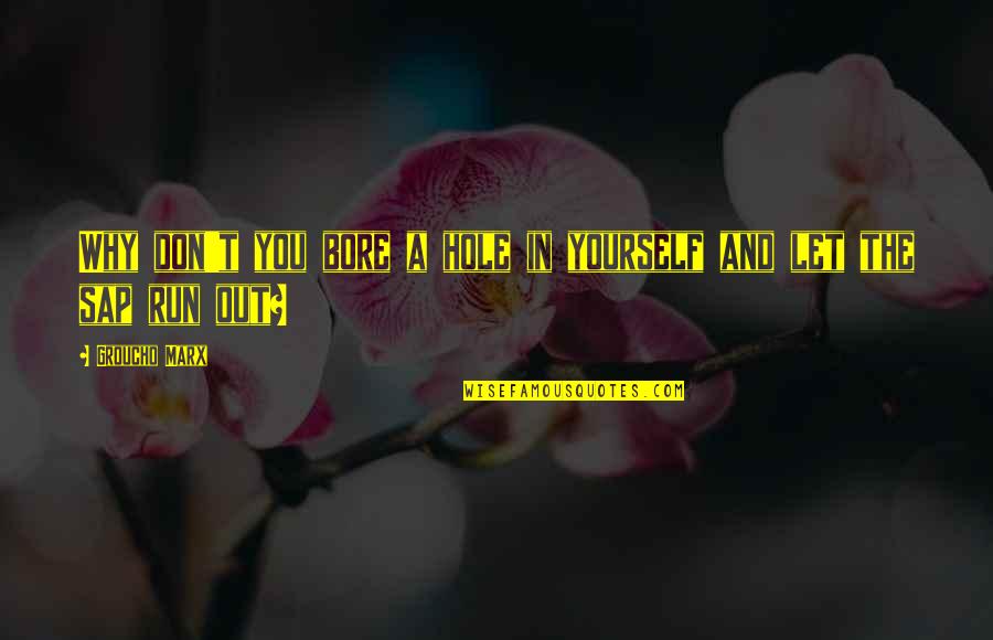 Sap Quotes By Groucho Marx: Why don't you bore a hole in yourself