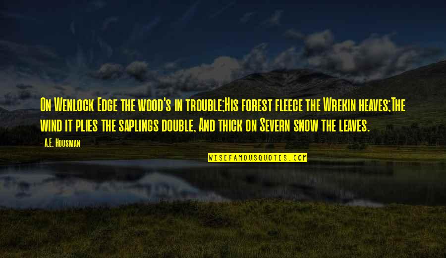 Saplings Quotes By A.E. Housman: On Wenlock Edge the wood's in trouble;His forest Saplings Quotes By A.E. Housman: On Wenlock Edge the wood's in trouble;His forest