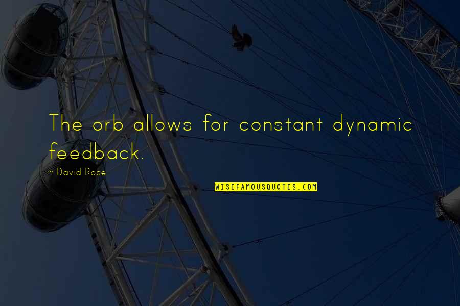 Sapne Quotes By David Rose: The orb allows for constant dynamic feedback.