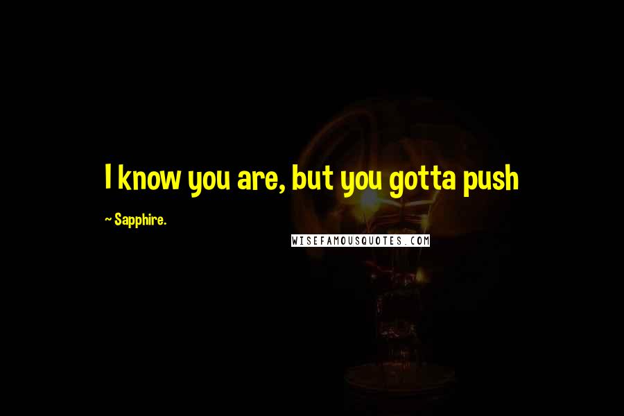 Sapphire. quotes: I know you are, but you gotta push