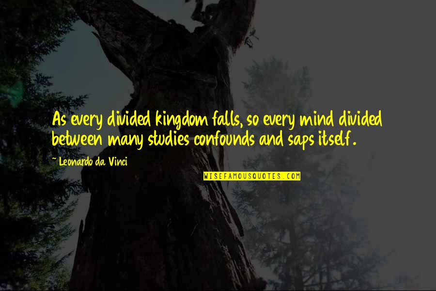 Saps Quotes By Leonardo Da Vinci: As every divided kingdom falls, so every mind
