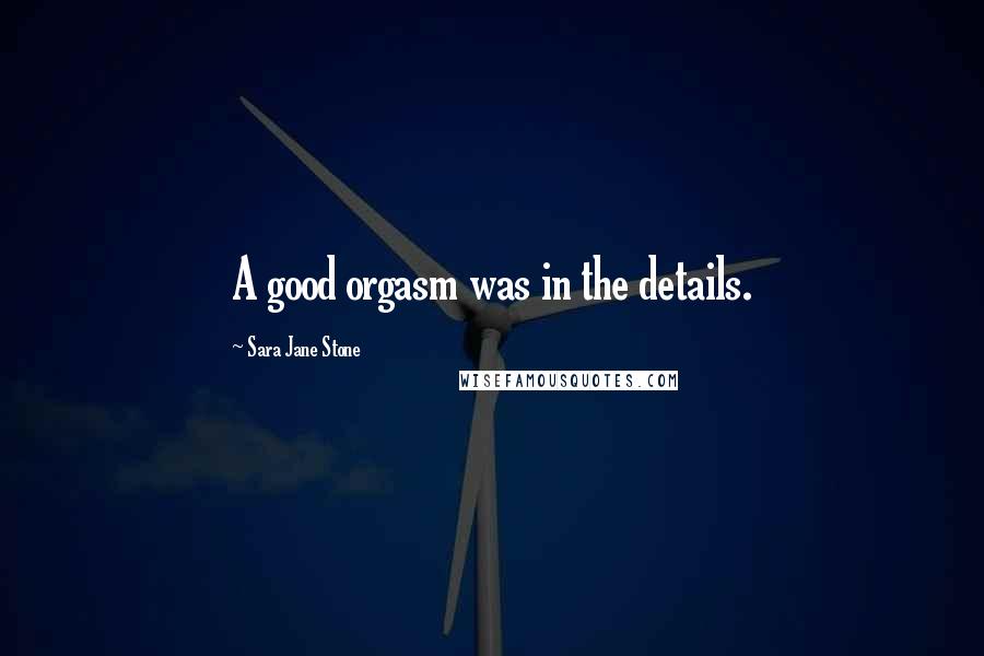 Sara Jane Stone quotes: A good orgasm was in the details.