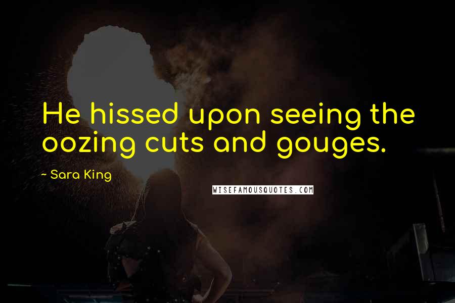 Sara King quotes: He hissed upon seeing the oozing cuts and gouges.