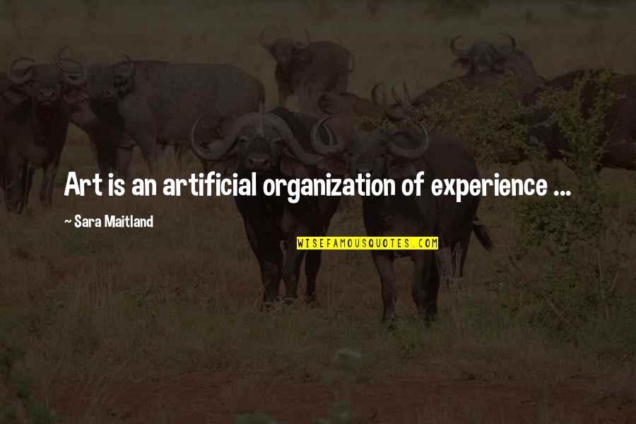 Sara Quotes By Sara Maitland: Art is an artificial organization of experience ...