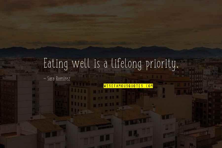 Sara Ramirez Quotes By Sara Ramirez: Eating well is a lifelong priority. Sara Ramirez Quotes By Sara Ramirez: Eating well is a lifelong priority.