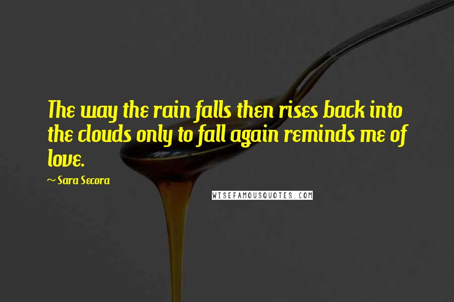 Sara Secora quotes: The way the rain falls then rises back into the clouds only to fall again reminds me of love.
