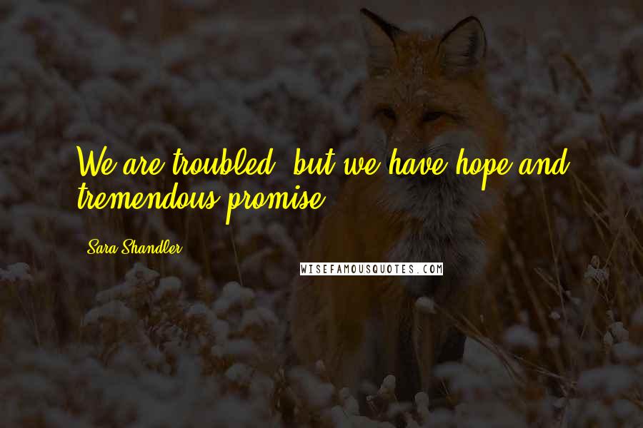 Sara Shandler quotes: We are troubled, but we have hope and tremendous promise.