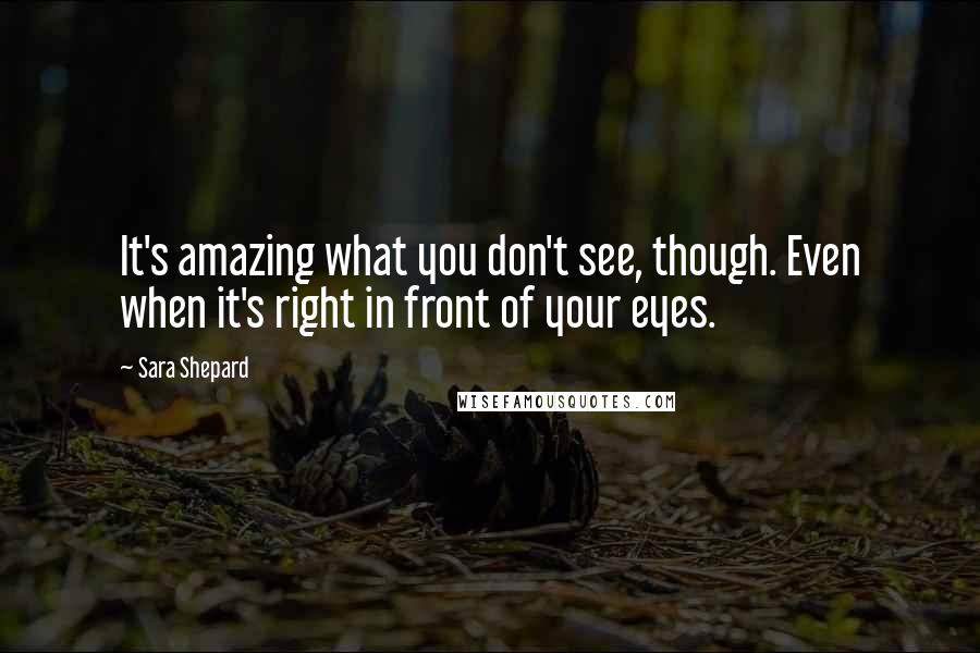 Sara Shepard quotes: It's amazing what you don't see, though. Even when it's right in front of your eyes.
