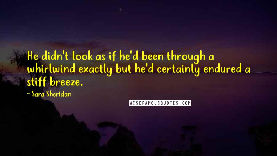 Sara Sheridan quotes: He didn't look as if he'd been through a whirlwind exactly but he'd certainly endured a stiff breeze.