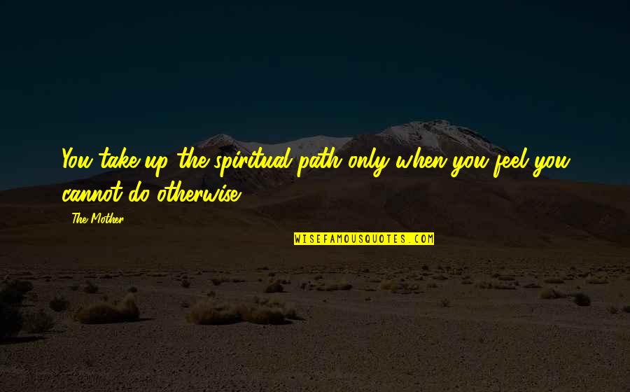 Saracini Center Quotes By The Mother: You take up the spiritual path only when
