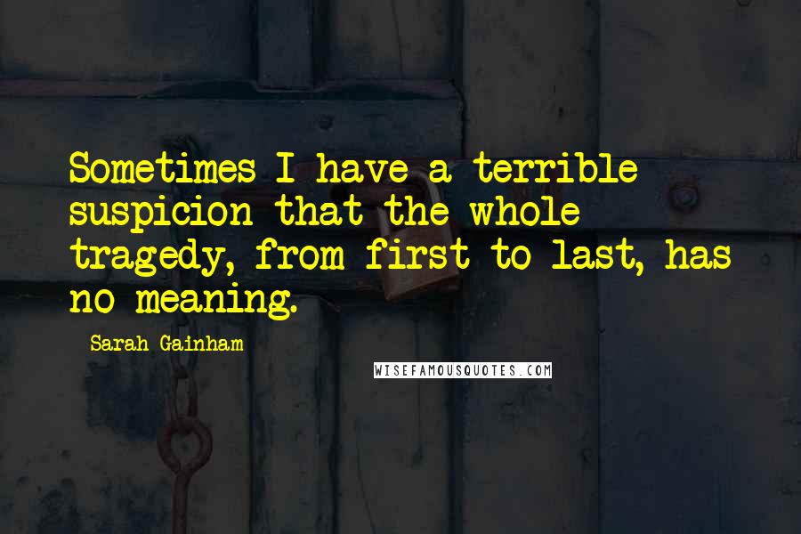 Sarah Gainham quotes: Sometimes I have a terrible suspicion that the whole tragedy, from first to last, has no meaning.