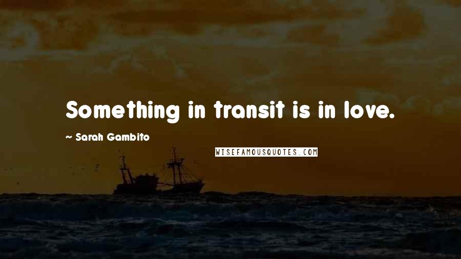 Sarah Gambito quotes: Something in transit is in love.