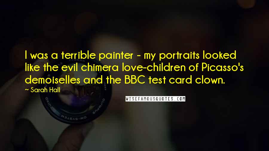 Sarah Hall quotes: I was a terrible painter - my portraits looked like the evil chimera love-children of Picasso's demoiselles and the BBC test card clown.