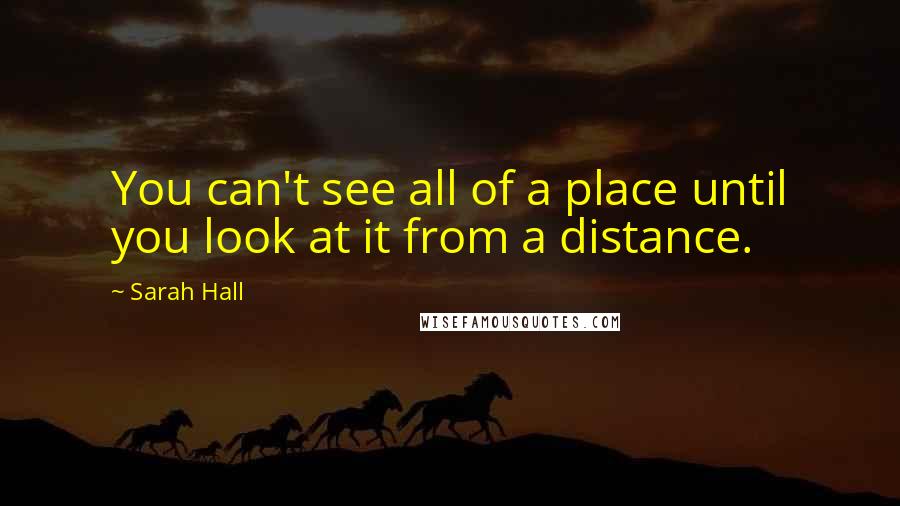 Sarah Hall quotes: You can't see all of a place until you look at it from a distance.