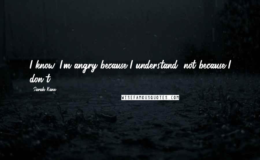 Sarah Kane quotes: I know. I'm angry because I understand, not because I don't.