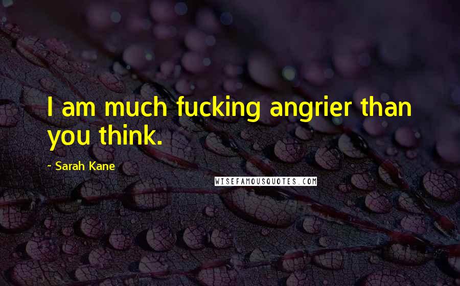 Sarah Kane quotes: I am much fucking angrier than you think.