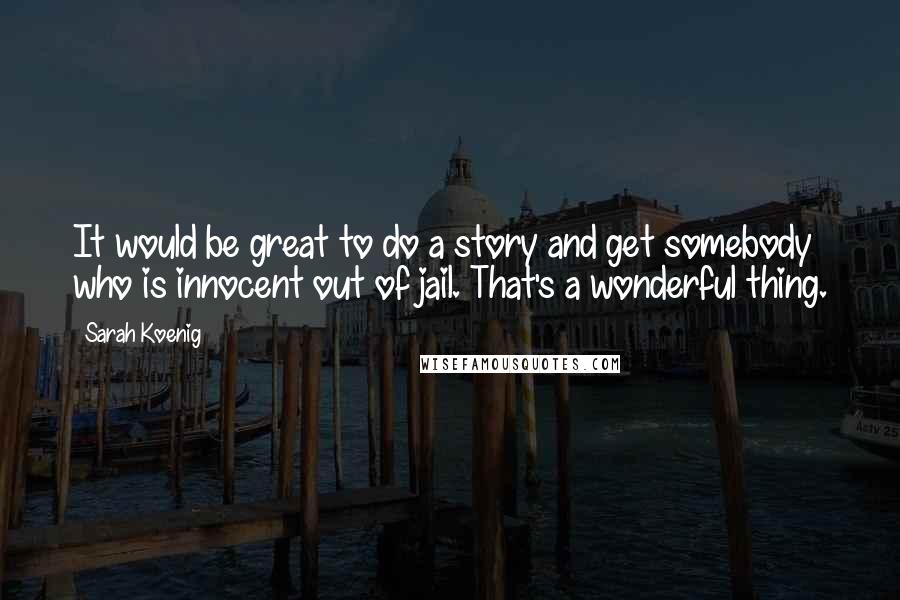 Sarah Koenig quotes: It would be great to do a story and get somebody who is innocent out of jail. That's a wonderful thing.