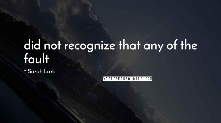 Sarah Lark quotes: did not recognize that any of the fault
