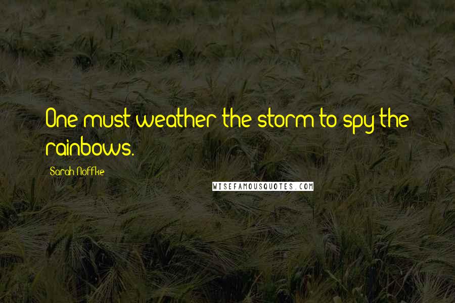 Sarah Noffke quotes: One must weather the storm to spy the rainbows.