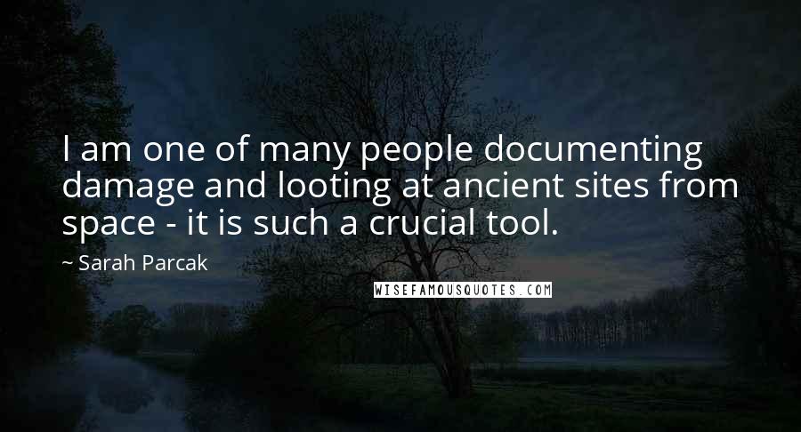 Sarah Parcak quotes: I am one of many people documenting damage and looting at ancient sites from space - it is such a crucial tool.