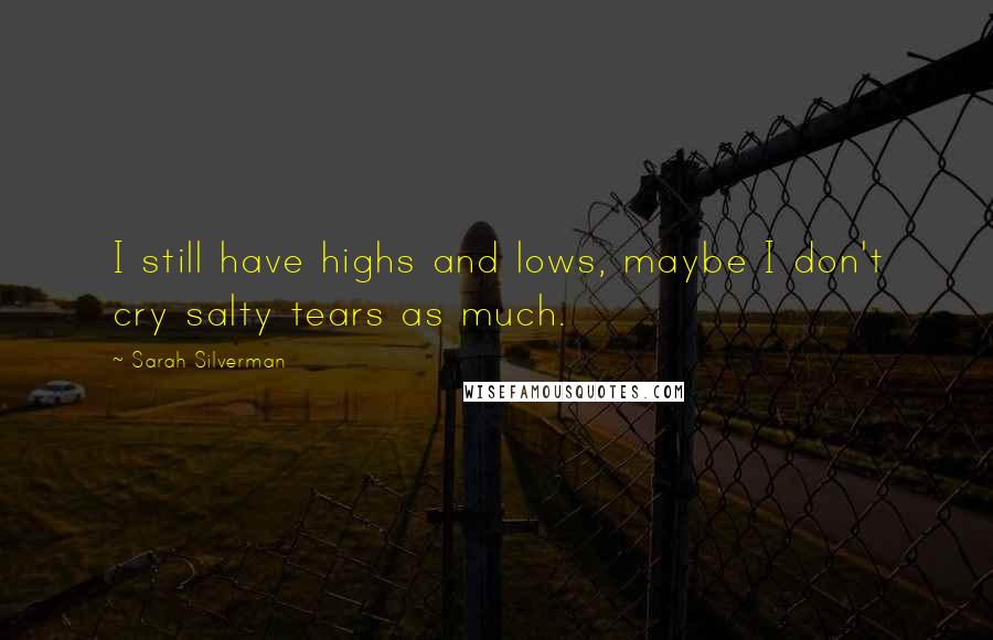 Sarah Silverman quotes: I still have highs and lows, maybe I don't cry salty tears as much.