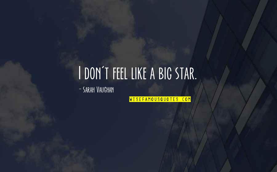 Sarah Vaughan Quotes By Sarah Vaughan: I don't feel like a big star.