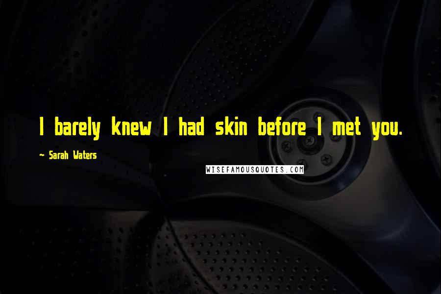 Sarah Waters quotes: I barely knew I had skin before I met you.