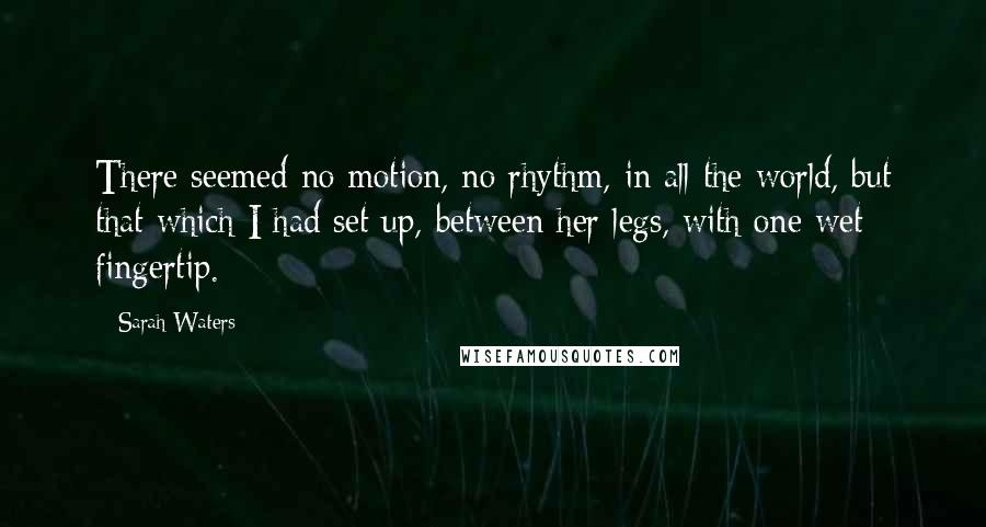 Sarah Waters quotes: There seemed no motion, no rhythm, in all the world, but that which I had set up, between her legs, with one wet fingertip.