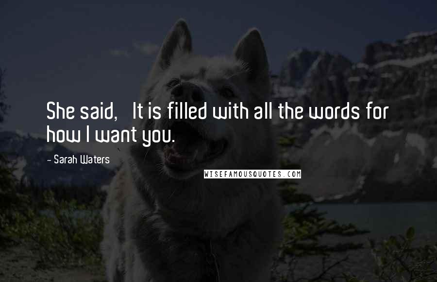 Sarah Waters quotes: She said, 'It is filled with all the words for how I want you.