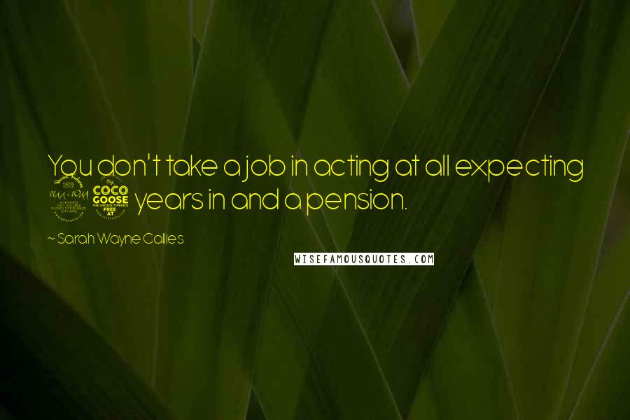 Sarah Wayne Callies quotes: You don't take a job in acting at all expecting 25 years in and a pension.