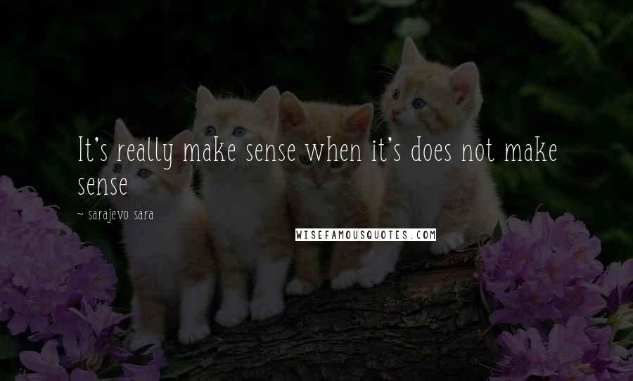 Sarajevo Sara quotes: It's really make sense when it's does not make sense