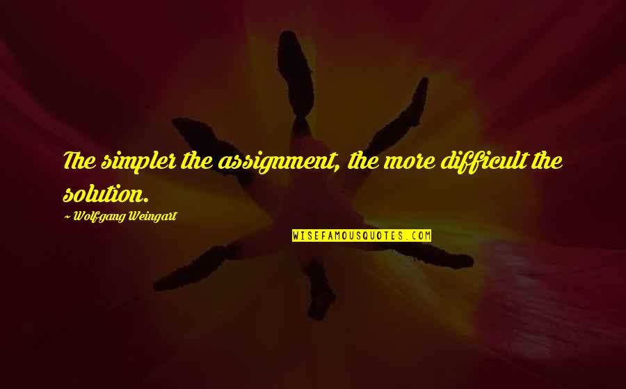 Saralinda Quotes By Wolfgang Weingart: The simpler the assignment, the more difficult the