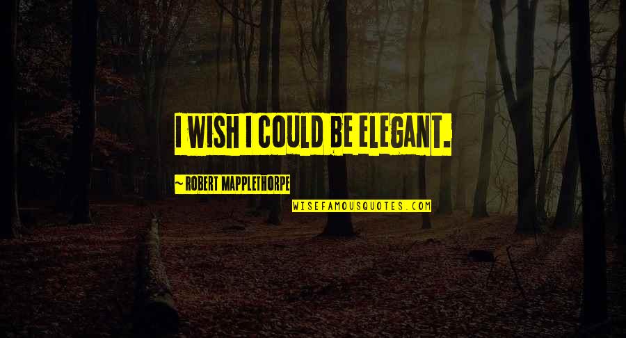 Saraswati Devi Quotes By Robert Mapplethorpe: I wish I could be elegant.