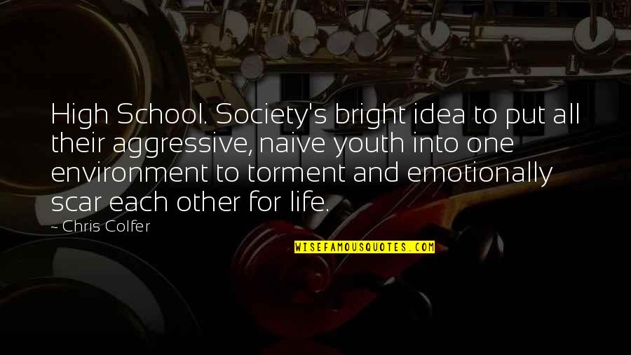 Sarcasm And Humor Quotes By Chris Colfer: High School. Society's bright idea to put all