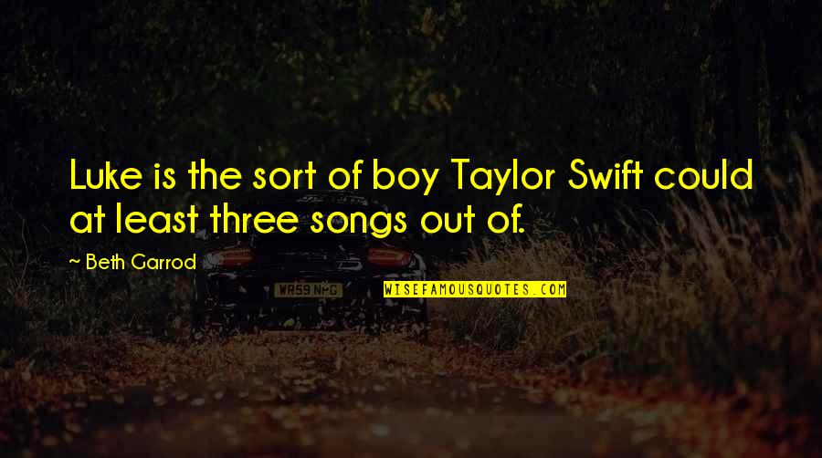 Sarcasm Boyfriend Quotes By Beth Garrod: Luke is the sort of boy Taylor Swift
