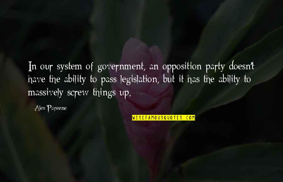 Sarcasmo Significado Quotes By Alex Pareene: In our system of government, an opposition party
