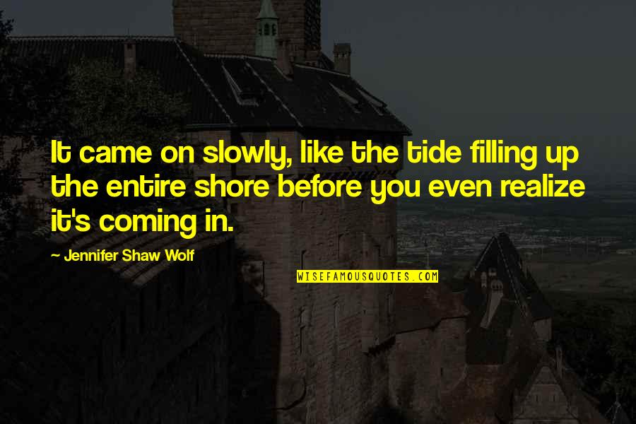 Sarcastic Dieting Quotes By Jennifer Shaw Wolf: It came on slowly, like the tide filling Sarcastic Dieting Quotes By Jennifer Shaw Wolf: It came on slowly, like the tide filling