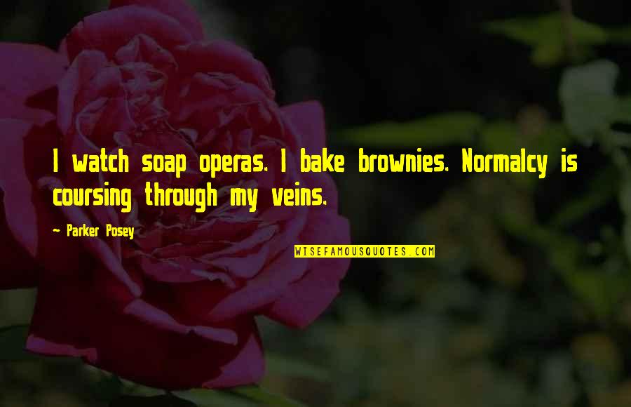 Sarcastic Funny Inspirational Quotes By Parker Posey: I watch soap operas. I bake brownies. Normalcy