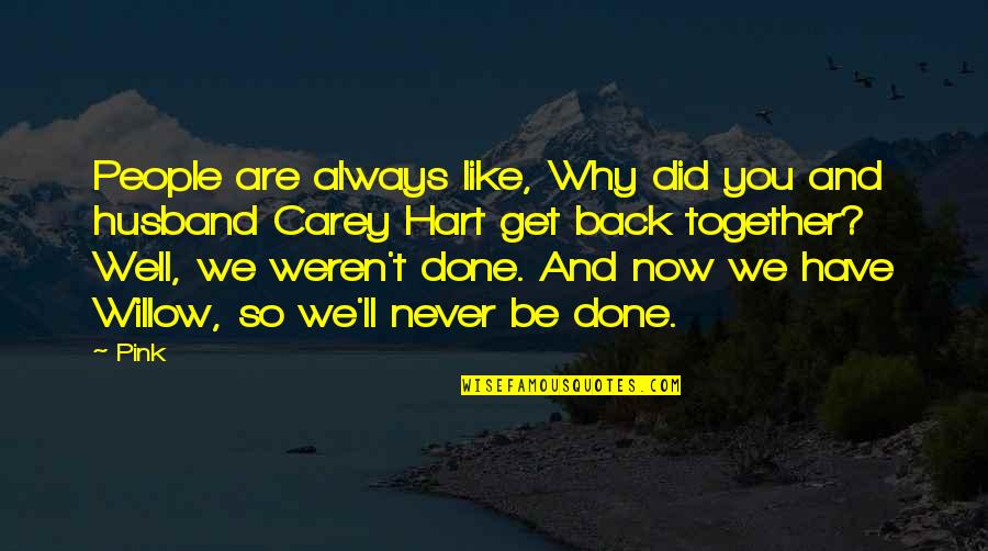 Sarcastic Love Failure Quotes By Pink: People are always like, Why did you and Sarcastic Love Failure Quotes By Pink: People are always like, Why did you and
