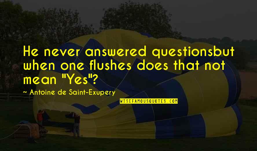 Sardanapalus By Eugene Quotes By Antoine De Saint-Exupery: He never answered questionsbut when one flushes does