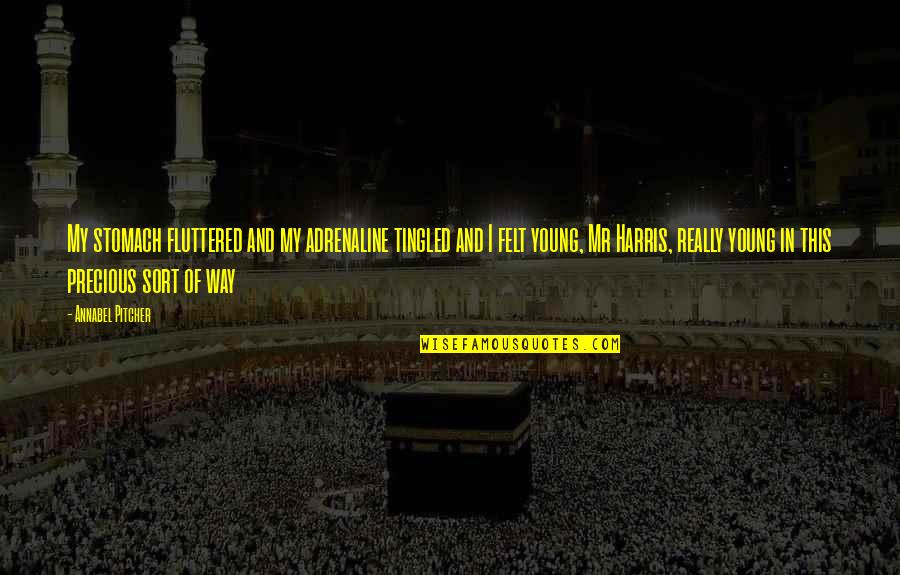 Sarheed Quotes By Annabel Pitcher: My stomach fluttered and my adrenaline tingled and Sarheed Quotes By Annabel Pitcher: My stomach fluttered and my adrenaline tingled and