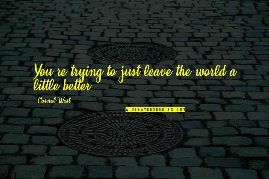 Sarkeys Florist Quotes By Cornel West: You're trying to just leave the world a Sarkeys Florist Quotes By Cornel West: You're trying to just leave the world a