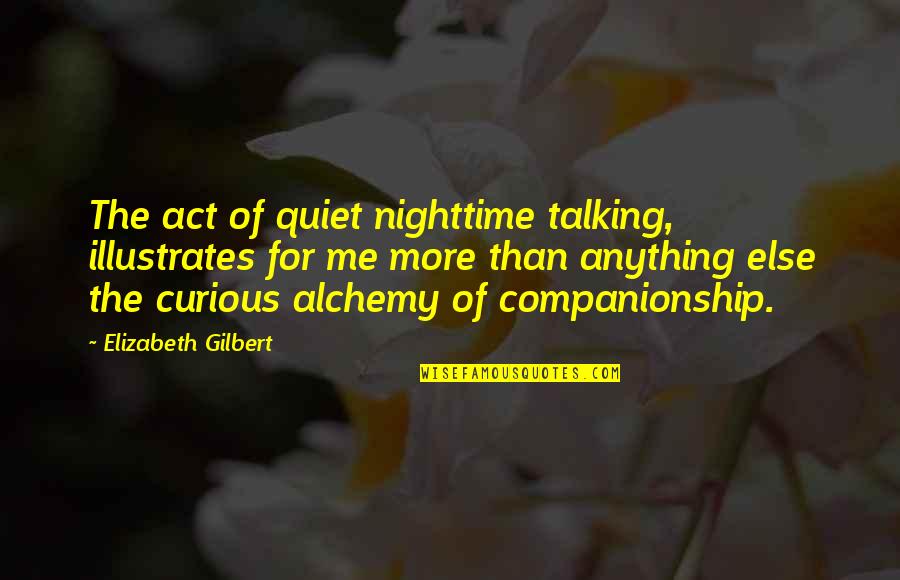 Sarshar Sailani Quotes By Elizabeth Gilbert: The act of quiet nighttime talking, illustrates for